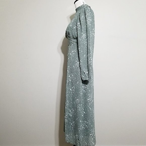 New FOREVER 21 Midi Dress Size S Womens Open Back Split Slit Leg Celestial Print - Picture 6 of 14